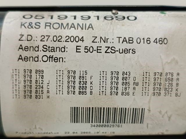 VW TOURAN Biztosítéktábla Utastér 3. kép