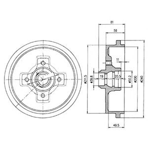 DELPHI BF310 - fékdob AUDI SEAT SKODA VW VW (FAW) 1. kép