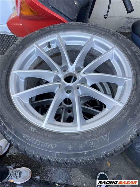  5x112 lyukosztású 17" használt alufelni, rajta 255/50 használt Dunlop téli gumi gumi  5. kép