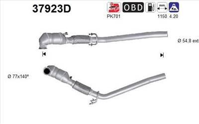 katalizátor AS 37923D for AUDI, SEAT, SKODA, VW