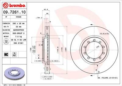 féktárcsa BREMBO 09.7261.10 for RENAULT