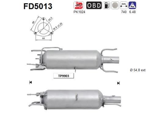 Korom-/részecskeszűrő, kipufogó AS FD5013 for OPEL, FIAT, SAAB 1. kép