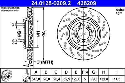 féktárcsa ATE 24.0128-0209.2 for BMW