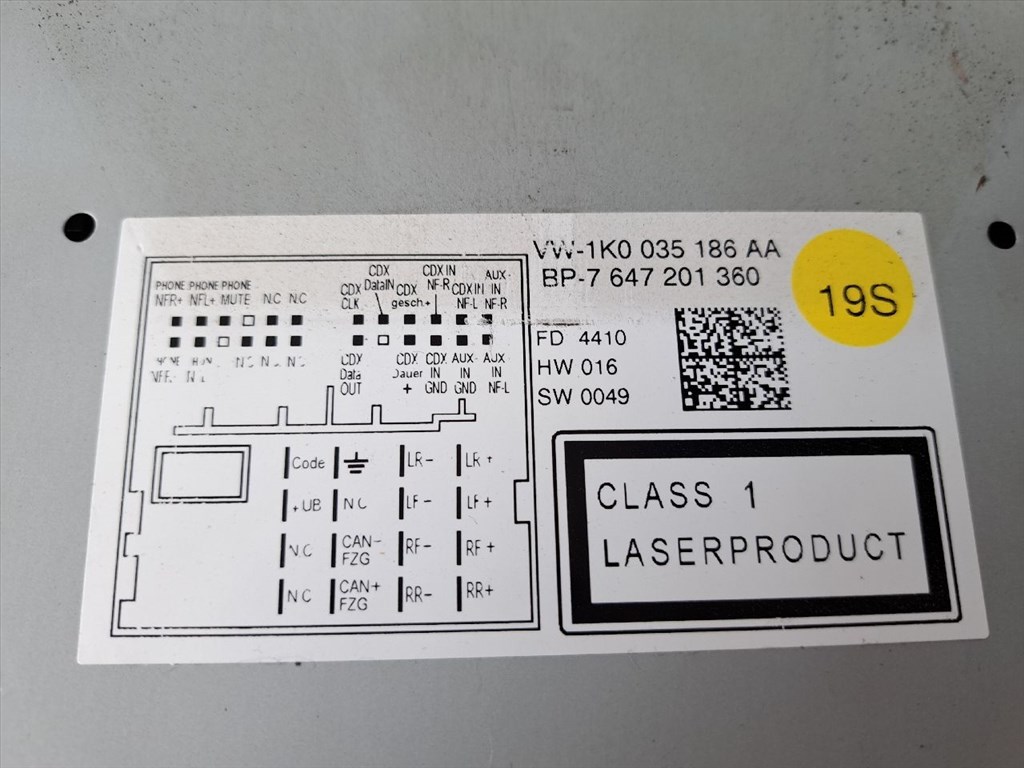 VW GOLF VI 5K1 Rádió / CD (37087) BLAUPUNKT/815 7 647 201 360, 1K0 035 186 AA 3. kép