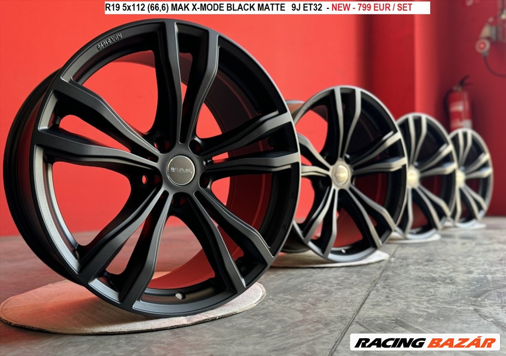 R19 5x112 (66,6) MAK X-MODE BLACK MATTE 9J ET32  9x19 új alufelnik 19" 1. kép