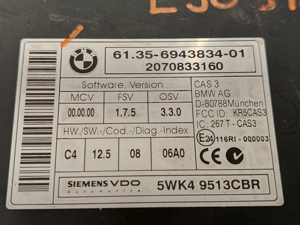 BMW E90 E91 E92 E93 CAS 3 CAS3 modul vezérlõ 2. kép