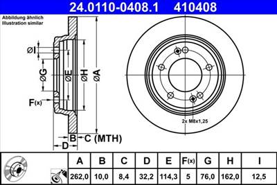 féktárcsa ATE 24.0110-0408.1 for KIA