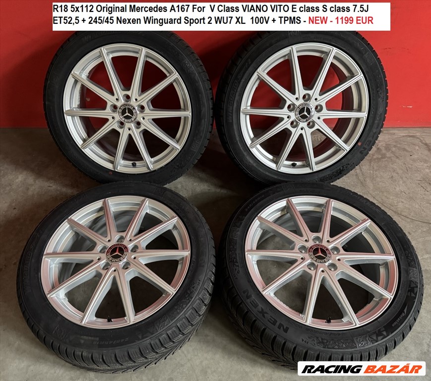 R18 5x112 orig. mb  V Class VIANO VITO E class S class 7.5J ET52,5 + 245/45 + TPMS  1. kép