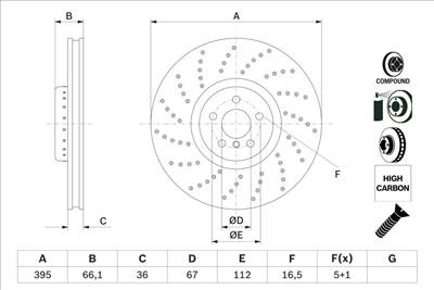 féktárcsa BOSCH 0 986 479 F64 for BMW