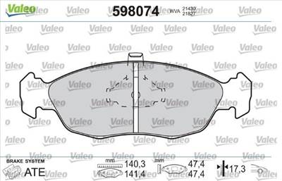Fékbetét készlet VALEO 598074 for PEUGEOT, CITROËN