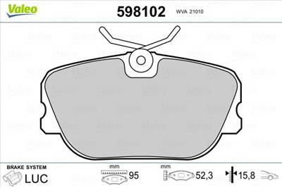 Fékbetét készlet VALEO 598102 for VOLVO