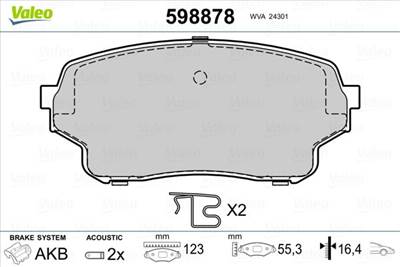 Fékbetét készlet VALEO 598878 for SUZUKI