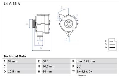 generátor BOSCH 0 986 034 050 for MERCEDES-BENZ, DAF