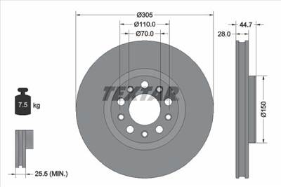 féktárcsa TEXTAR 92326305 for ALFA ROMEO
