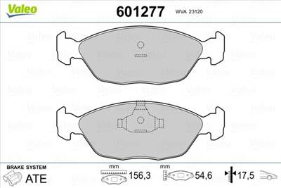 Fékbetét készlet VALEO 601277 for VW
