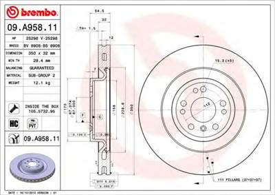 BREMBO 09.A958.11 - féktárcsa BRABUS MERCEDES-BENZ