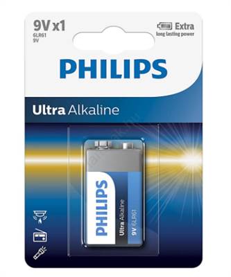 Philips 6LR61E1B/10 - Alkáli elem 6LR61 ULTRA ALKALINE 9V 600mAh