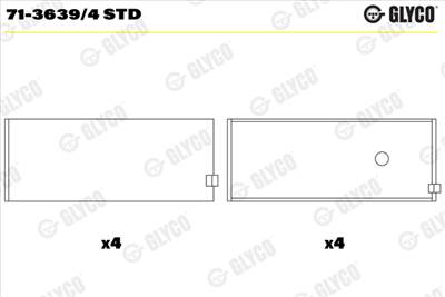 GLYCO 71-3639/4 STD - hajtókar csapágy BEDFORD BUICK (SGM) CHEVROLET CHEVROLET (SGM) DAEWOO FSO HOLD