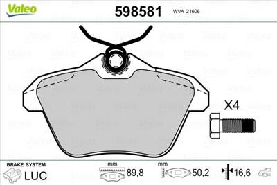 Fékbetét készlet VALEO 598581 for ALFA ROMEO, LANCIA