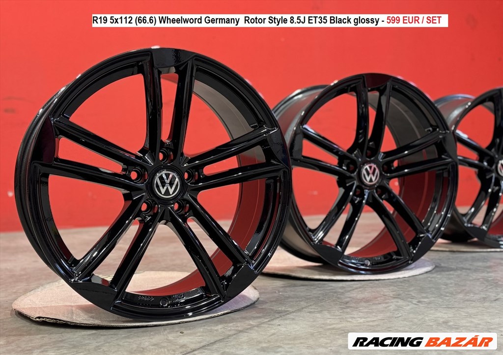 R19 5x112 (66.6) Wheelword Germany  Rotor Style 8.5J ET35 Black glossy - 1. kép