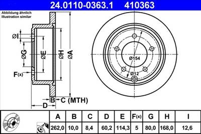 féktárcsa ATE 24.0110-0363.1 for CHRYSLER, JEEP