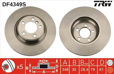 féktárcsa TRW DF4349S for BMW