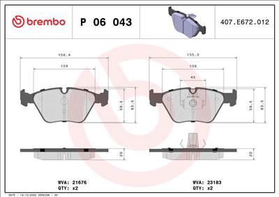 BREMBO P 06 043X - fékbetétkészlet, tárcsafék BMW MG ROVER WIESMANN
