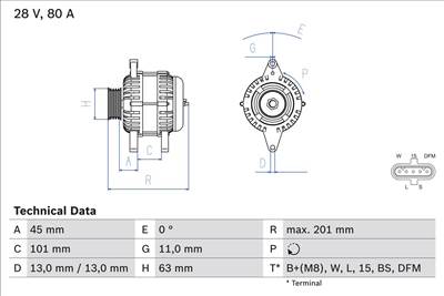 generátor BOSCH 0 986 046 290 for VOLVO, RENAULT, KHD, JOHN DEERE