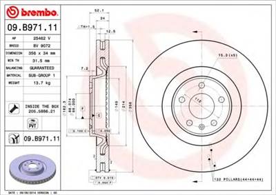 BREMBO 09.B971.11 - féktárcsa AUDI AUDI (FAW) VW (SVW)