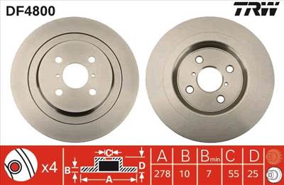 féktárcsa TRW DF4800 for DAIHATSU, TOYOTA