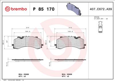 BREMBO P 85 170 - fékbetétkészlet, tárcsafék AUDI VW