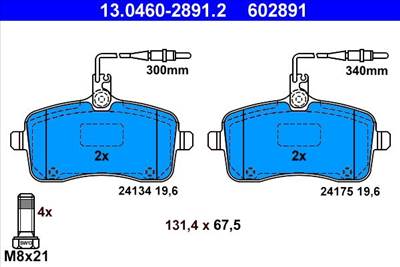 Fékbetét készlet ATE 13.0460-2891.2 for PEUGEOT