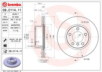 BREMBO 09.C114.11 - féktárcsa BMW BMW (BRILLIANCE)