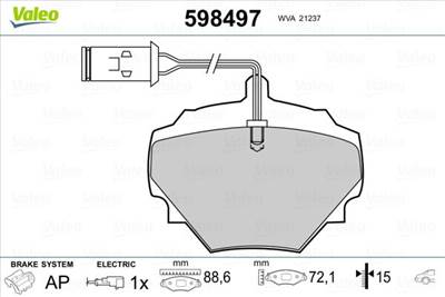 fékbetétkészlet, tárcsafék VALEO 598497 for LAND ROVER, ROVER