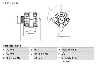generátor BOSCH 0 986 041 280 for ALFA ROMEO, FIAT