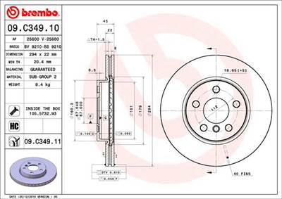 BREMBO 09.C349.11 - féktárcsa BMW BMW (BRILLIANCE) MINI