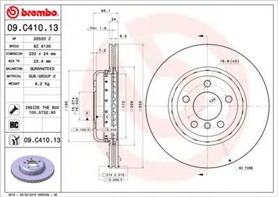 BREMBO 09.C410.13 - féktárcsa BMW BMW (BRILLIANCE)