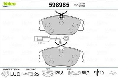Fékbetét készlet VALEO 598985 for LANCIA, ALFA ROMEO, FIAT