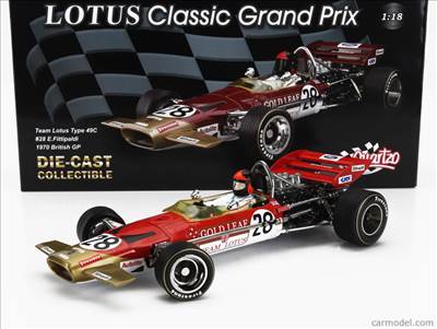 LOTUS F1 49C FORD TEAM LOTUS N 28 BRITISH GP 1970 EMERSON FITTIPALDI RED WHITE