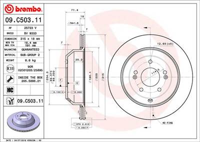 BREMBO 09.C503.11 - féktárcsa KIA