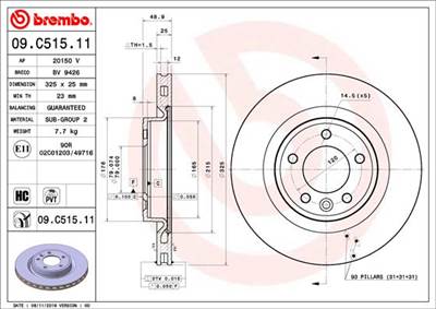 BREMBO 09.C515.11 - féktárcsa LAND ROVER