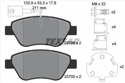 Fékbetét készlet TEXTAR 2370601 for FIAT, CITROËN, PEUGEOT