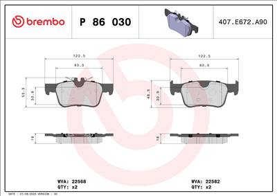 BREMBO P 86 030 - fékbetét VOLVO VOLVO ASIA