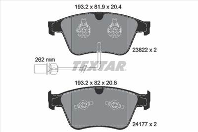Fékbetét készlet TEXTAR 2382201 for BENTLEY