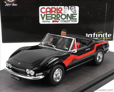 FIAT DINO 2.4 SPIDER WITH ENZO FIGURE - MOVIE - UN SACCO BELLO 1980 - CARLO VERDONE BLACK