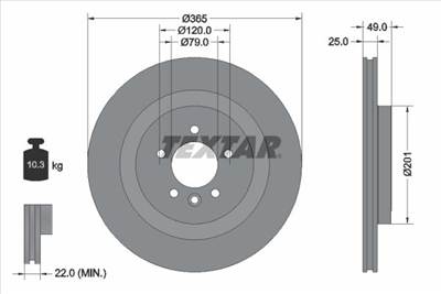 féktárcsa TEXTAR 92293003 for LAND ROVER