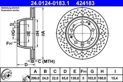féktárcsa ATE 24.0124-0183.1 for PORSCHE