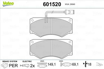 Fékbetét készlet VALEO 601520 for IVECO, OM