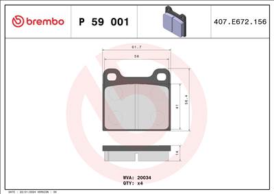 Fékbetét készlet BREMBO P 59 001 for MERCEDES-BENZ, ALFA ROMEO, OPEL, AUDI, …
