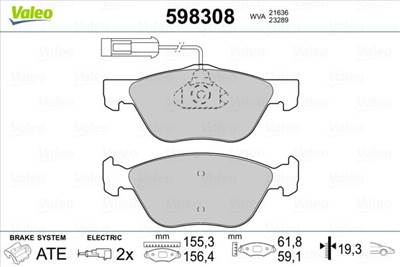 Fékbetét készlet VALEO 598308 for ALFA ROMEO, LANCIA, FIAT